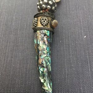 Abalone mosaic claw boho gypsy necklace